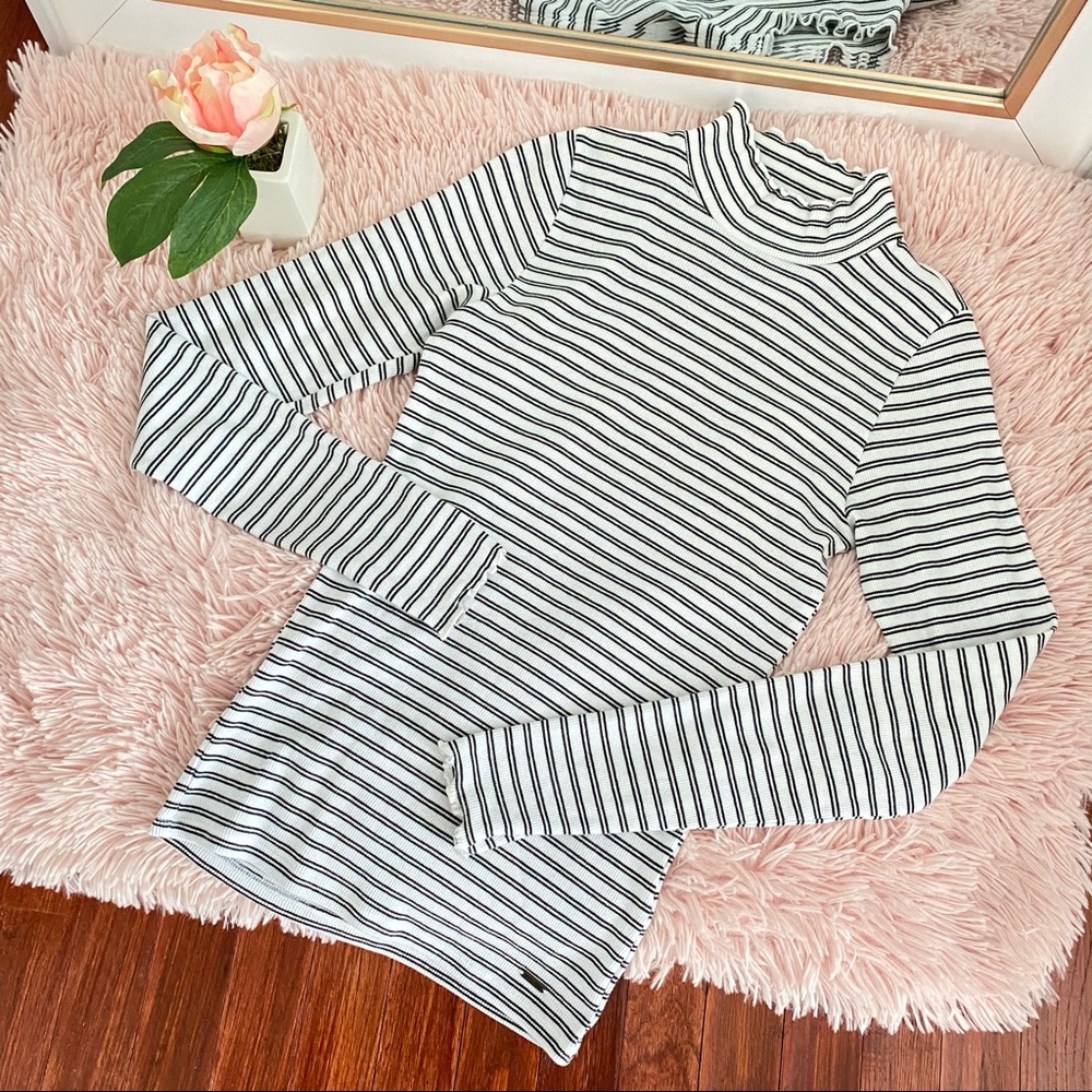 HOLLISTER striped rib knit turtleneck